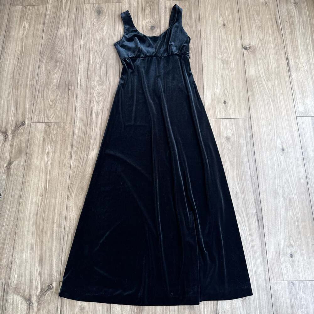 Vintage Jones New York Evening Black Dress Women’s Sz Petite 2 Minimalist VELVET